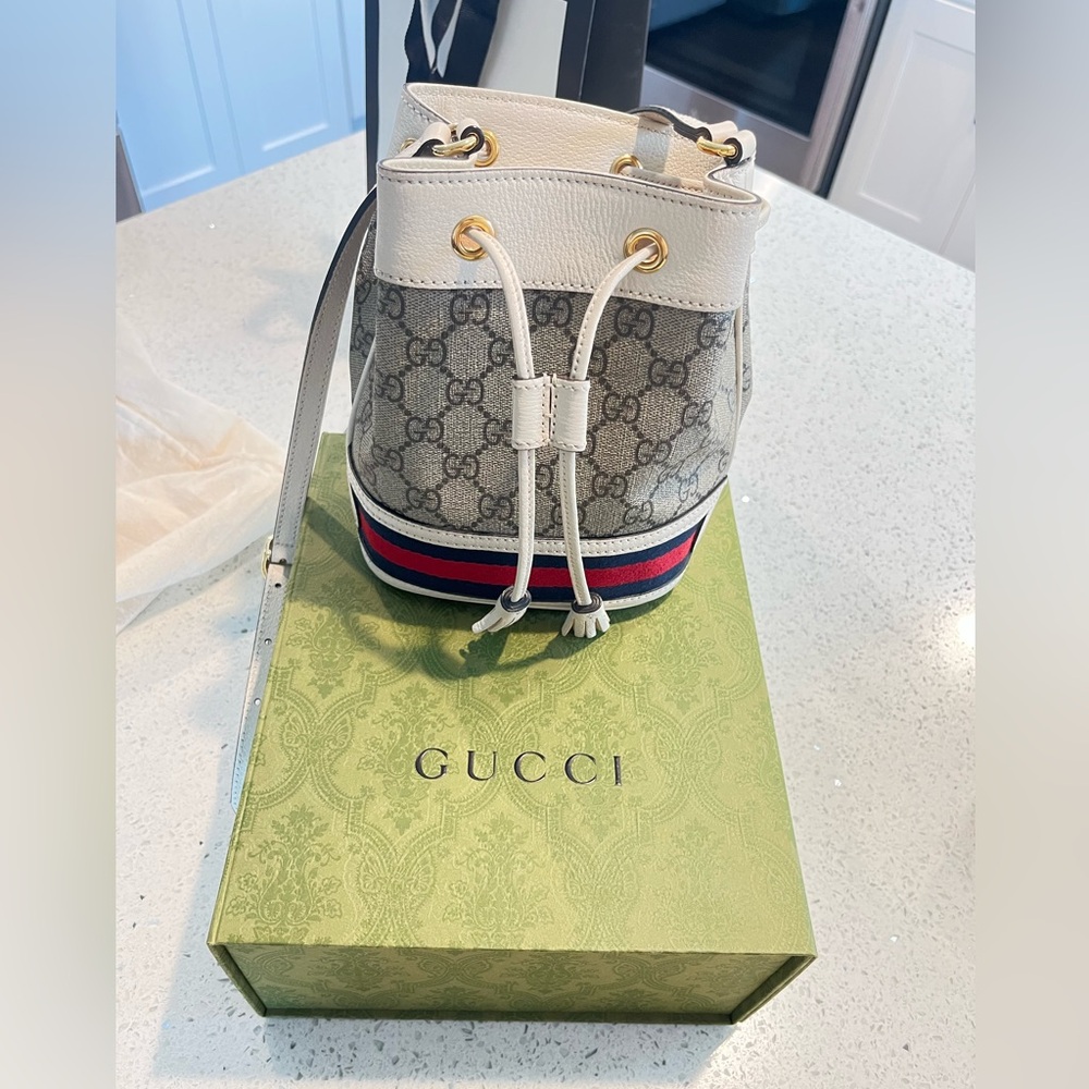 Gucci Gray and White Mini Bag with Iconic Design